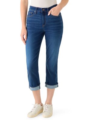 Crown & Ivy Women's Roll Cropped Straight Leg Jeans, 8