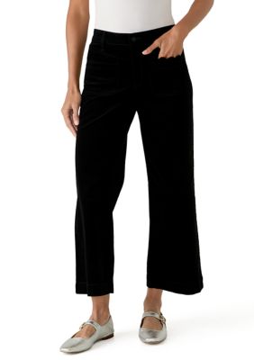 Crown & Ivy Women's Wide Leg Cropped Pants, Black, 16