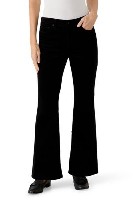 Crown & Ivy Women's Corduroy Flare Pants, Black, 12