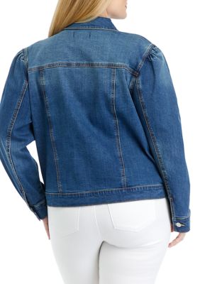 Plus Puff Sleeve Denim Jacket