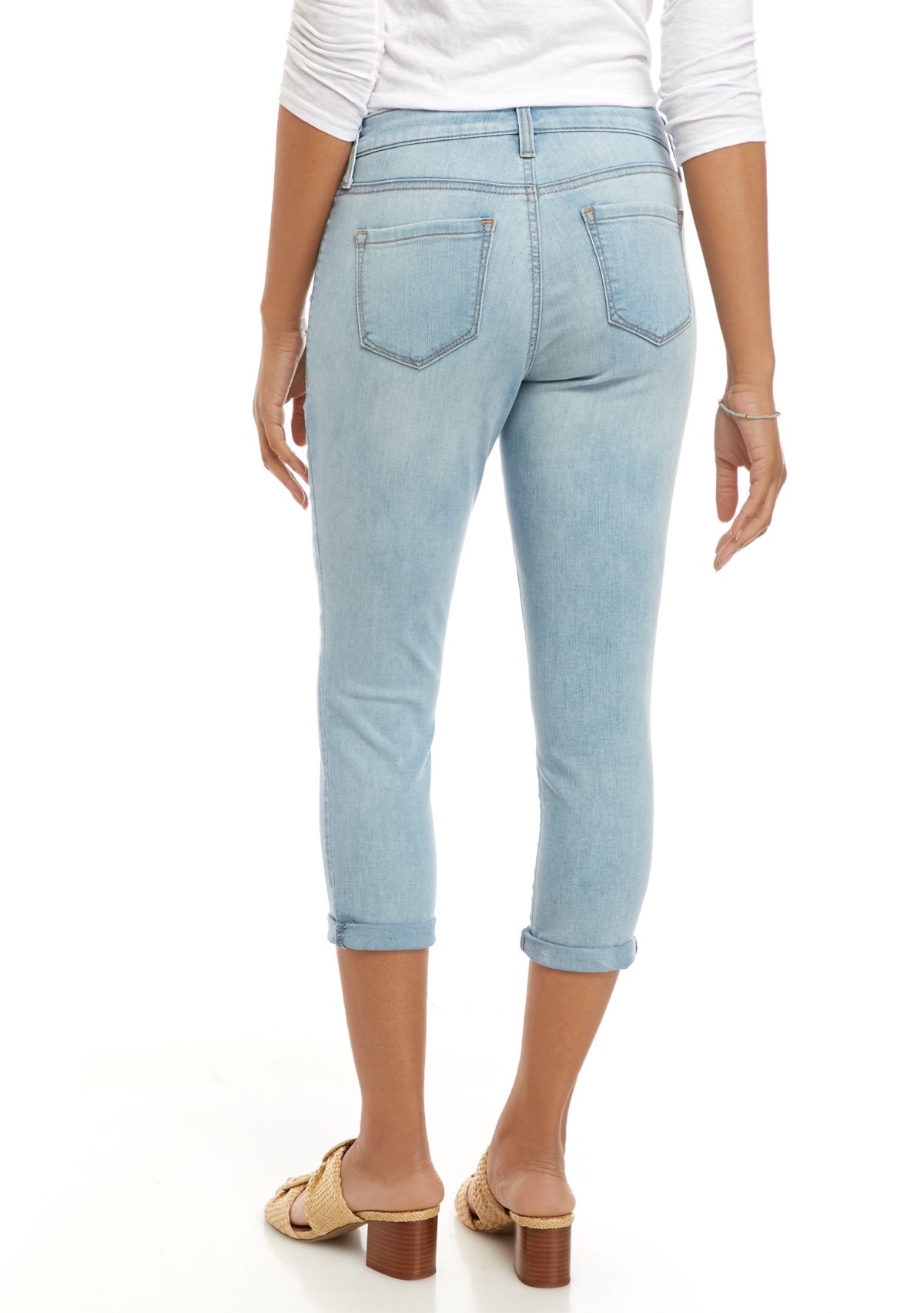 Womens Rolled Cuff Skinny Crop Jeans