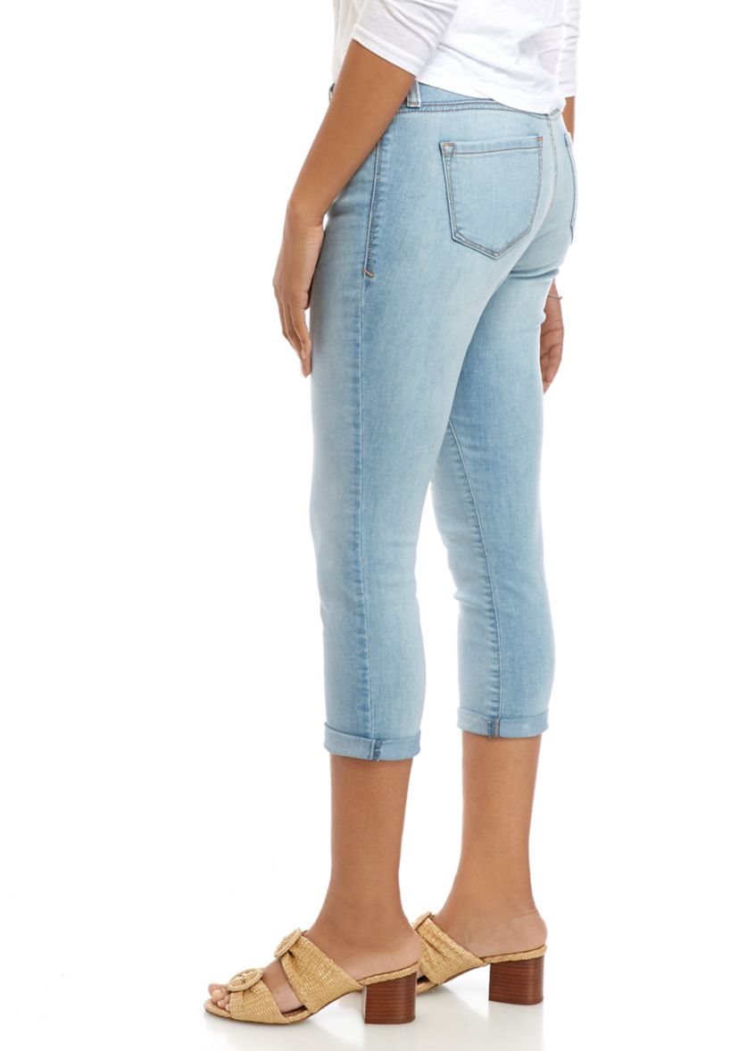 Womens Rolled Cuff Skinny Crop Jeans