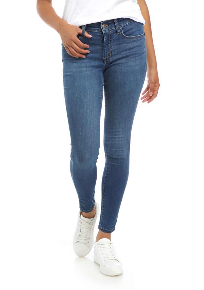 Womens Mid Rise Skinny Jeans