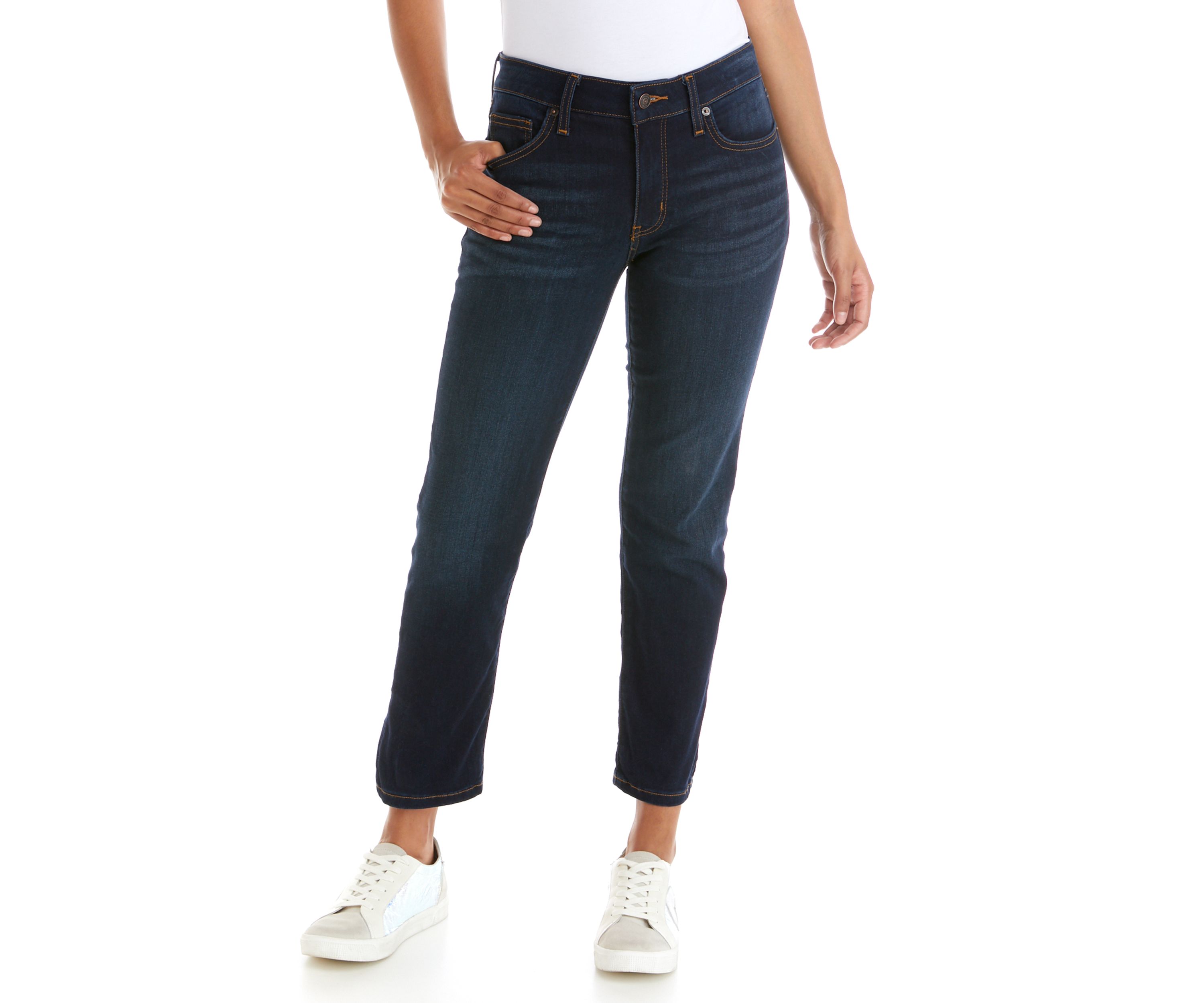 Womens Mid Rise Straight Short Inseam Pants