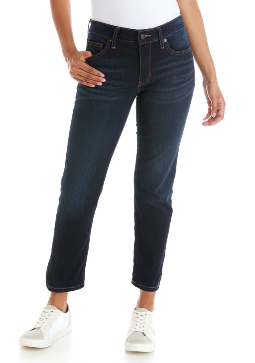 Womens Mid Rise Straight Short Inseam Pants