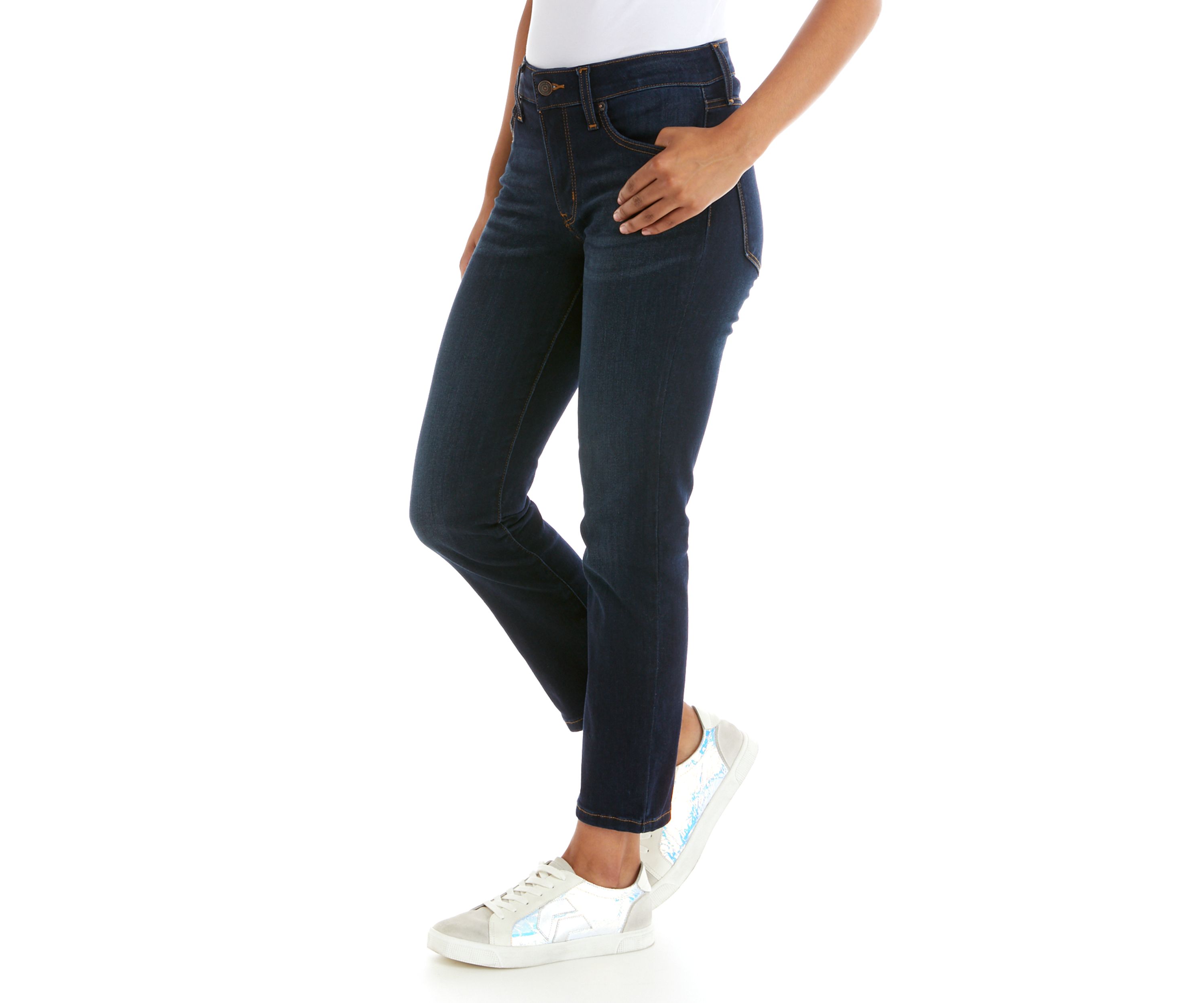 Womens Mid Rise Straight Short Inseam Pants