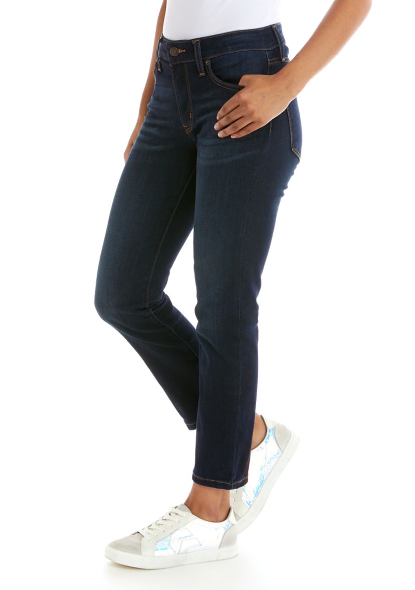 Womens Mid Rise Straight Short Inseam Pants
