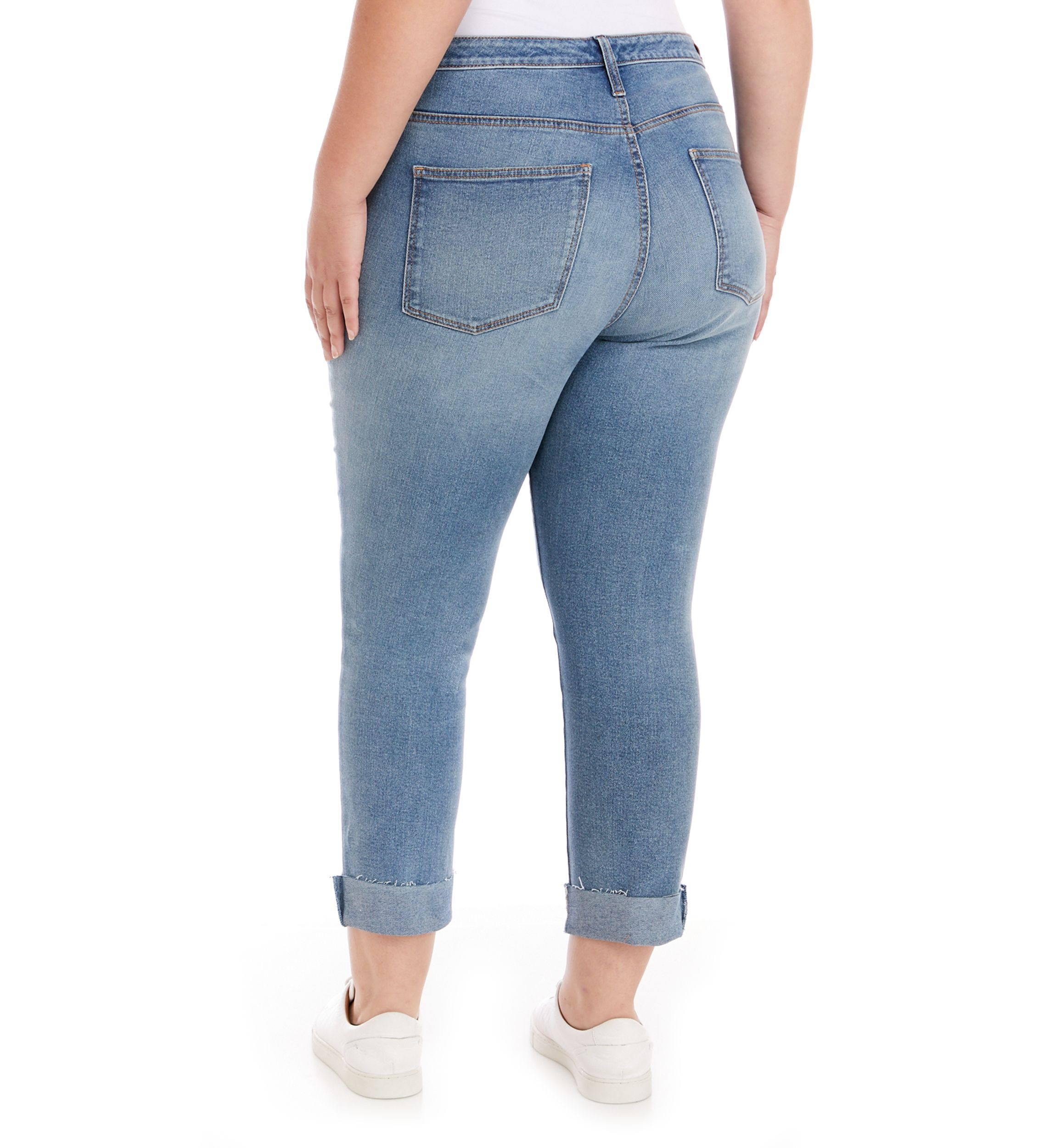 Plus Size High Rise Vintage Straight Destructed Jeans