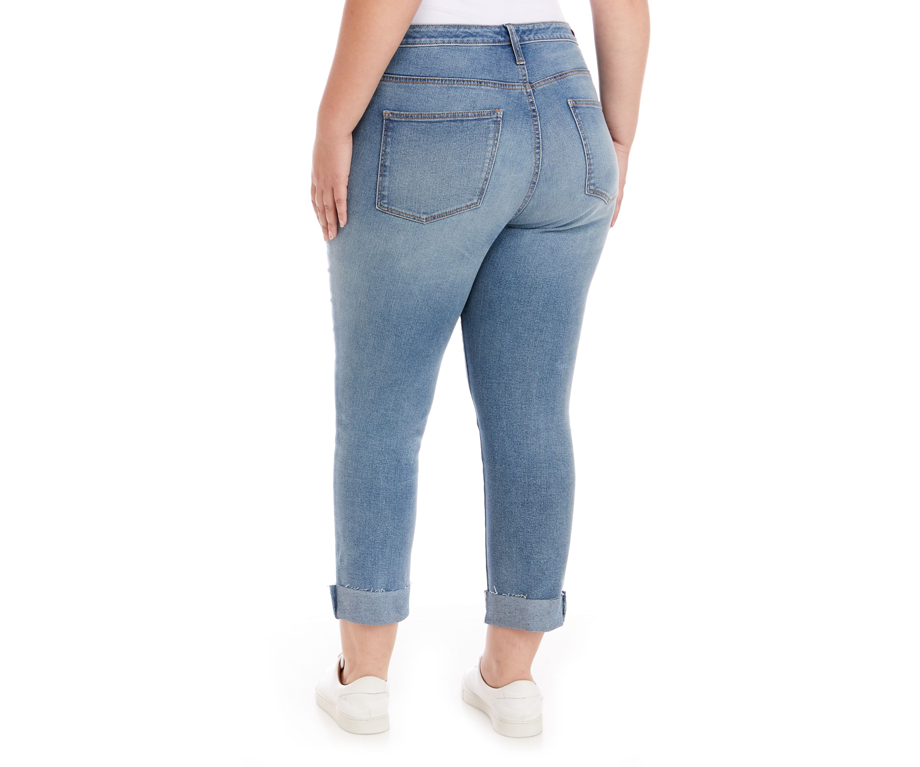 Plus Size High Rise Vintage Straight Destructed Jeans