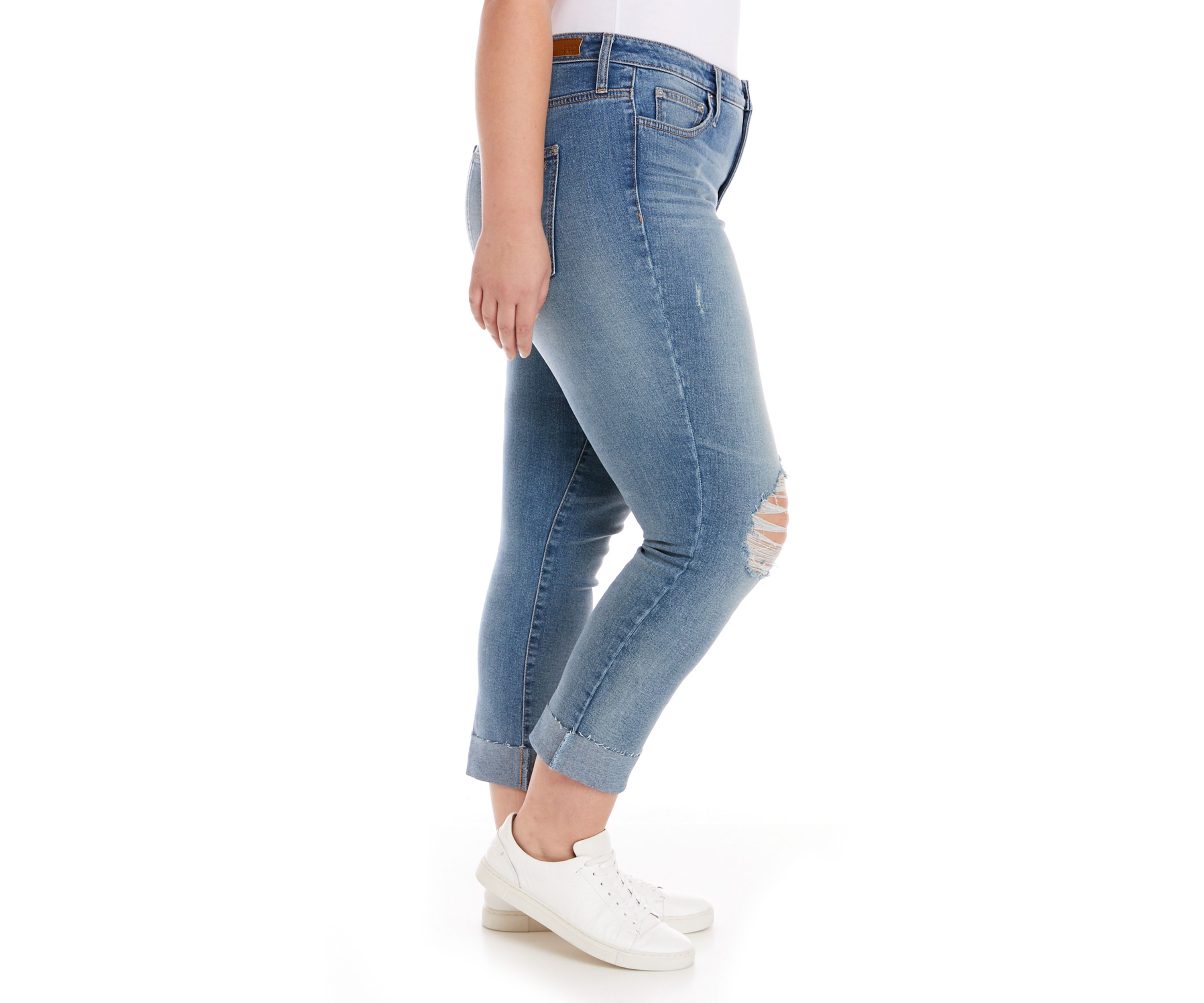 Plus Size High Rise Vintage Straight Destructed Jeans