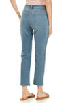 Womens High Rise Vintage Straight Destructed Jeans 
