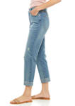 Womens High Rise Vintage Straight Destructed Jeans 
