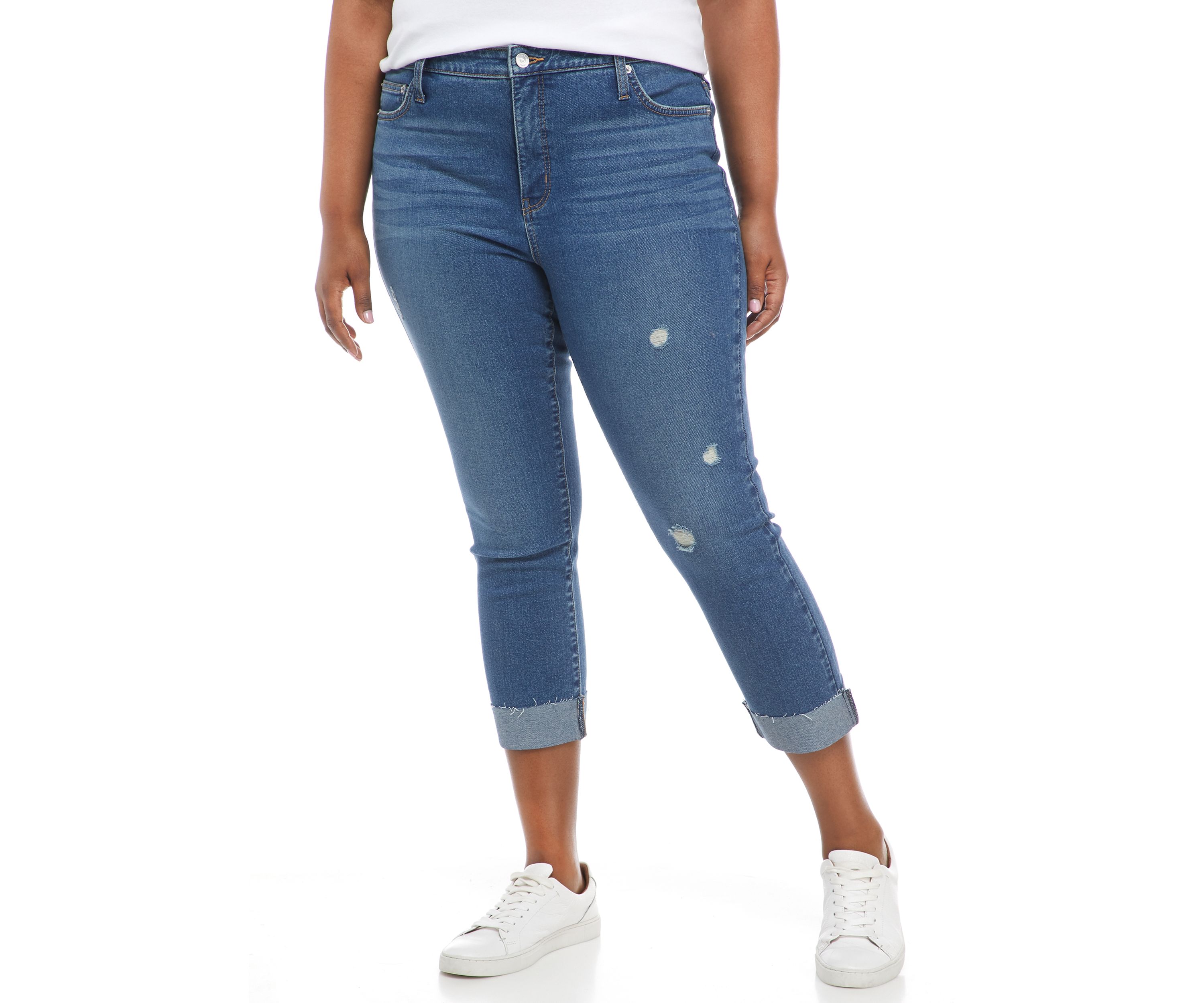 Plus Size High Rise Vintage Straight Jeans 