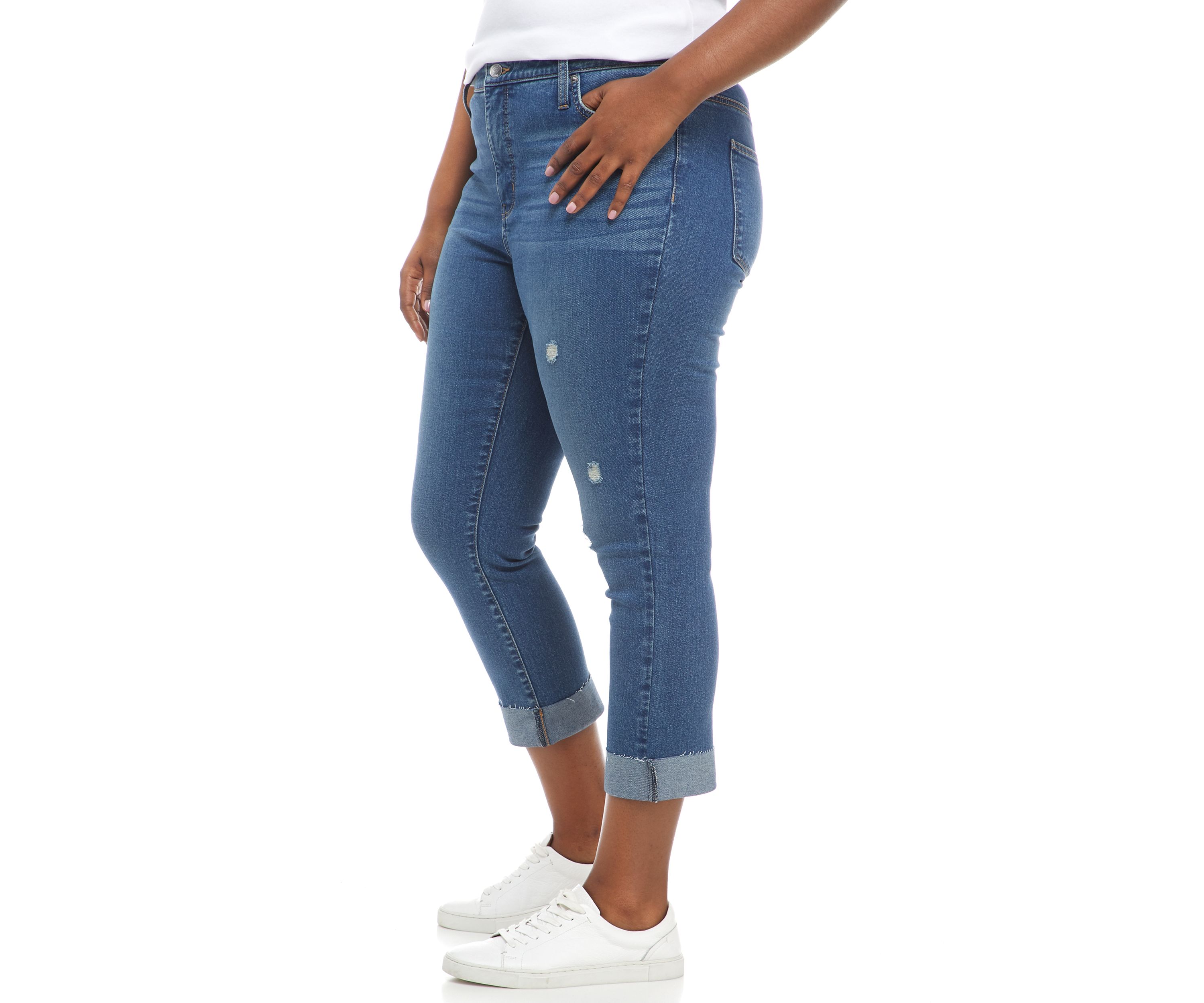 Plus Size High Rise Vintage Straight Jeans 