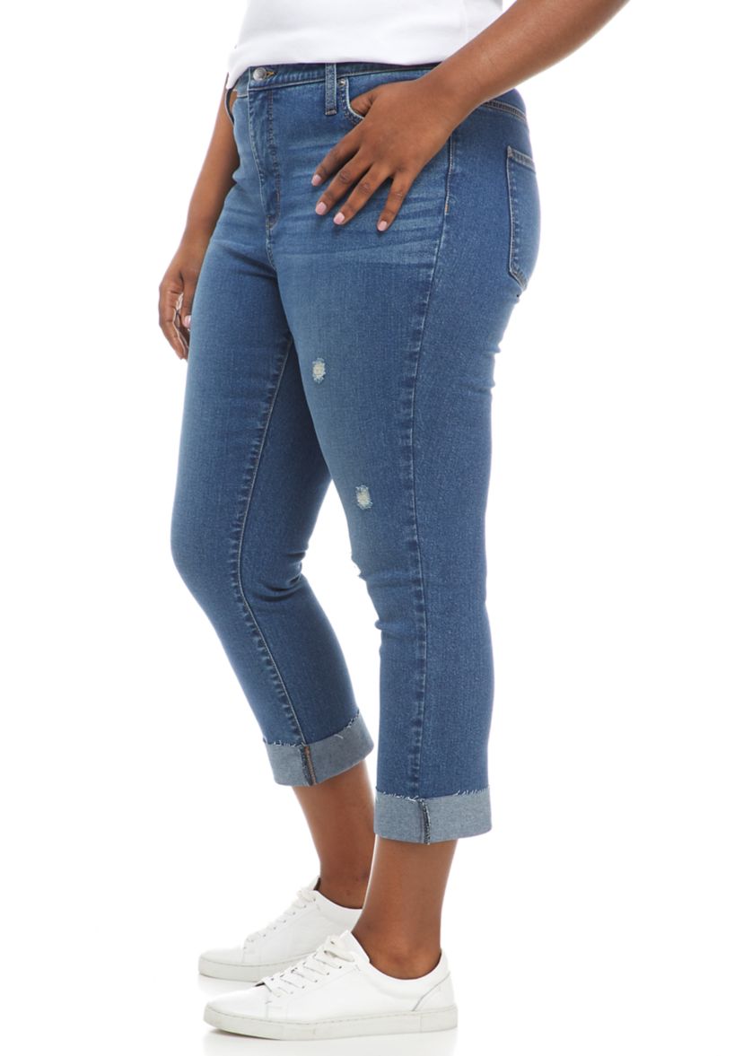 Plus Size High Rise Vintage Straight Jeans 