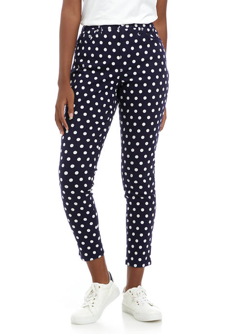High Rise Skinny Dotted Pants