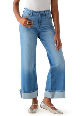 Crown & Ivy™ Women's High Rise Wide Leg Cuffed Jeans | Belk