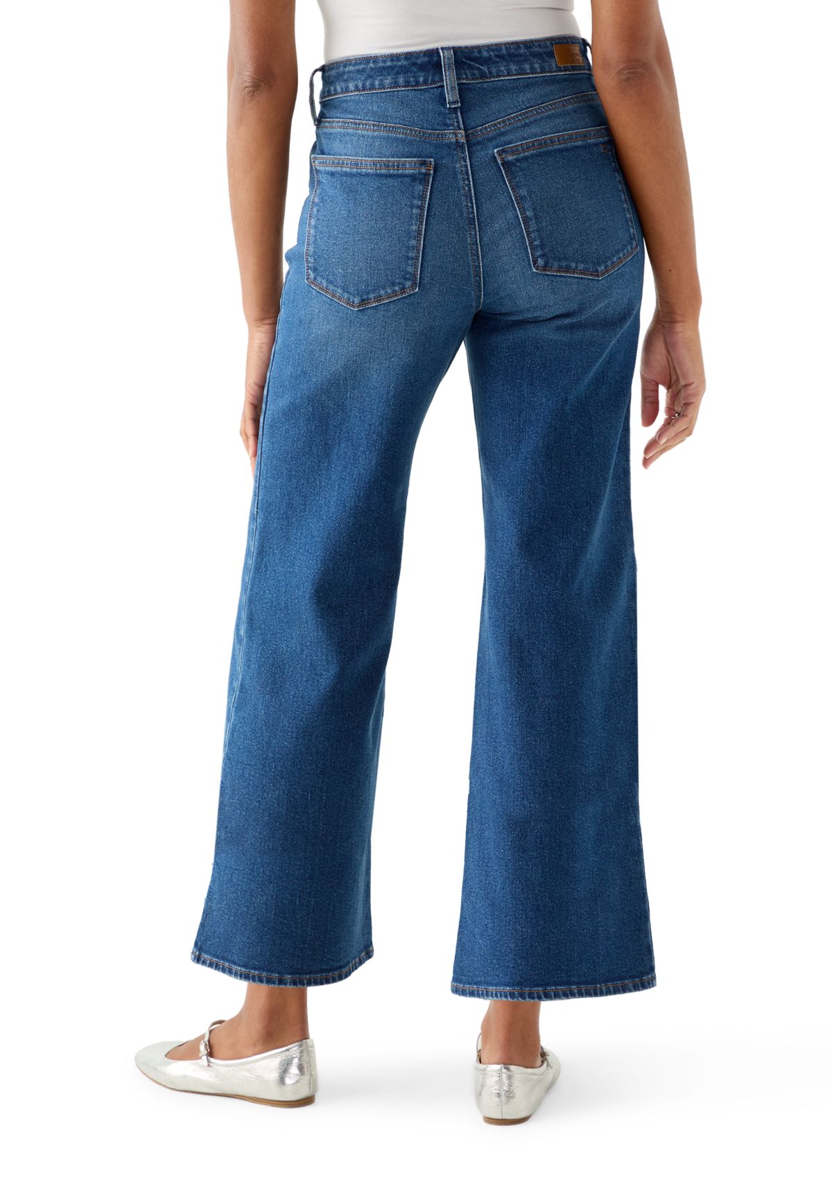 Womens High Rise Wide Leg Cropped Jeans