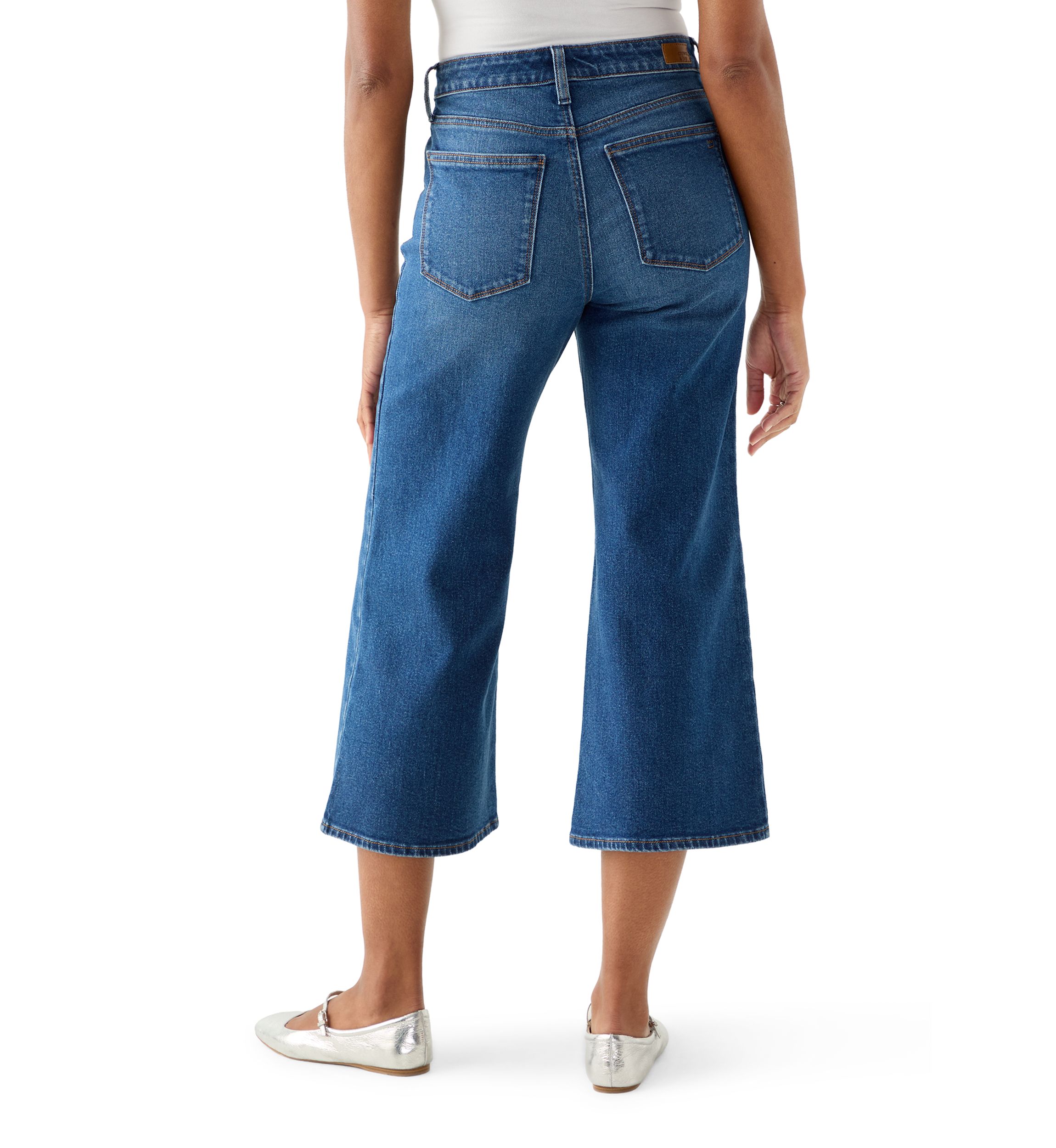 Womens High Rise Wide Leg Cropped Jeans