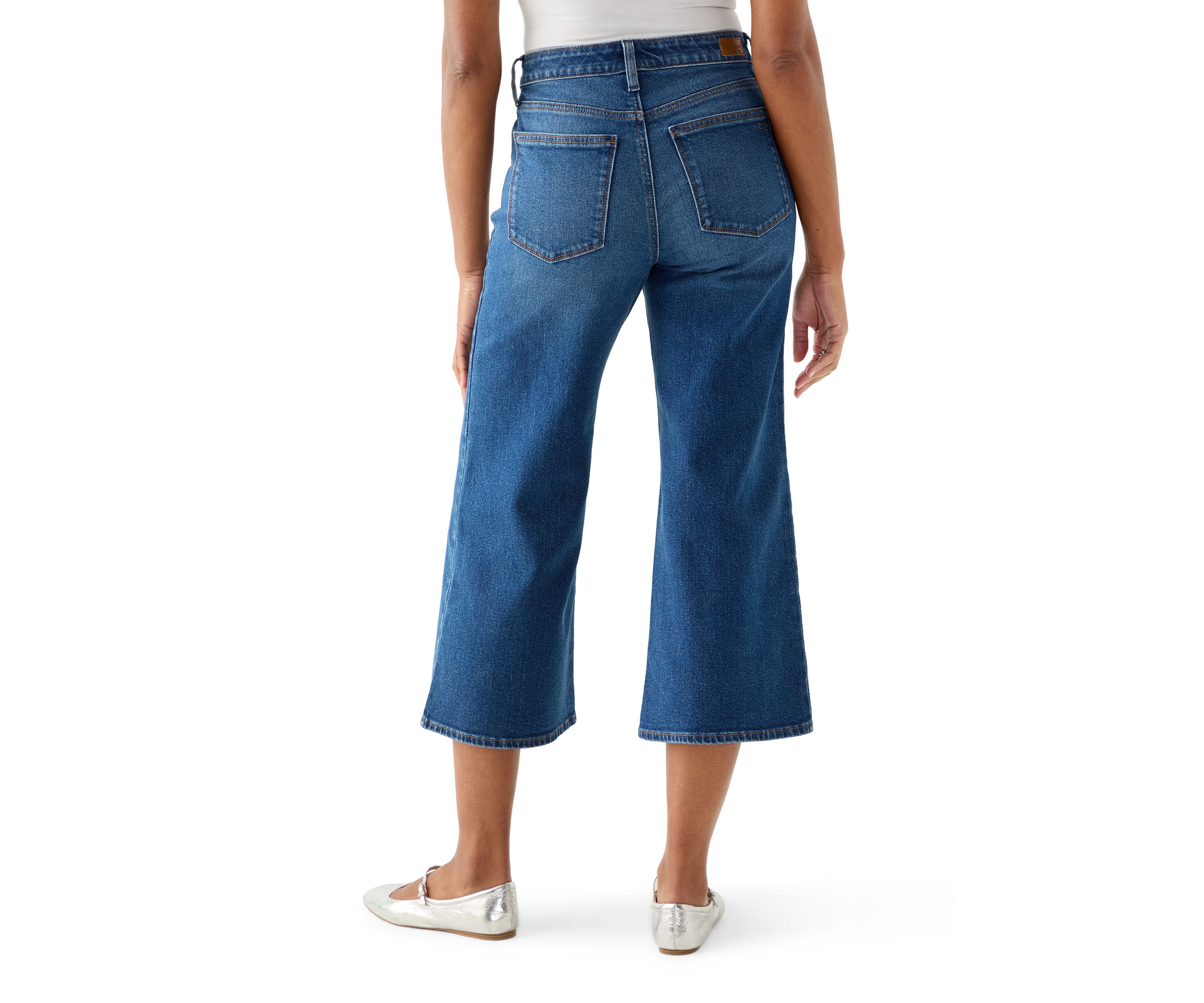 Womens High Rise Wide Leg Cropped Jeans