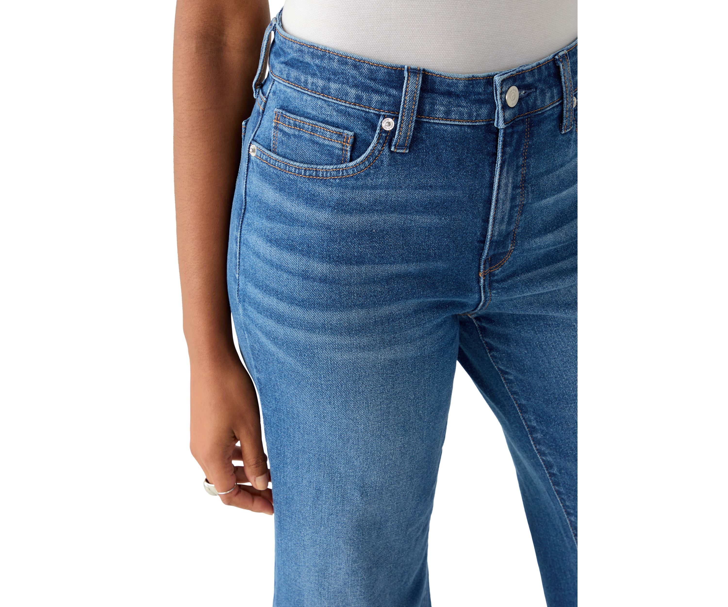 Womens High Rise Wide Leg Cropped Jeans
