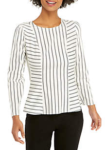 new directions three quarter double sleeve bar back printed top