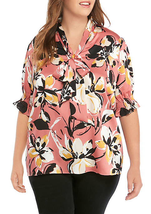 THE LIMITED Plus Size Short Sleeve Tie Front Top | belk