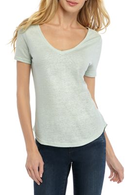 Petite Short Sleeve V Neck T-Shirt