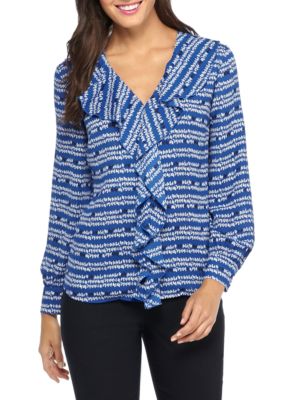 THE LIMITED Printed Ruffle Neck Blouse | belk