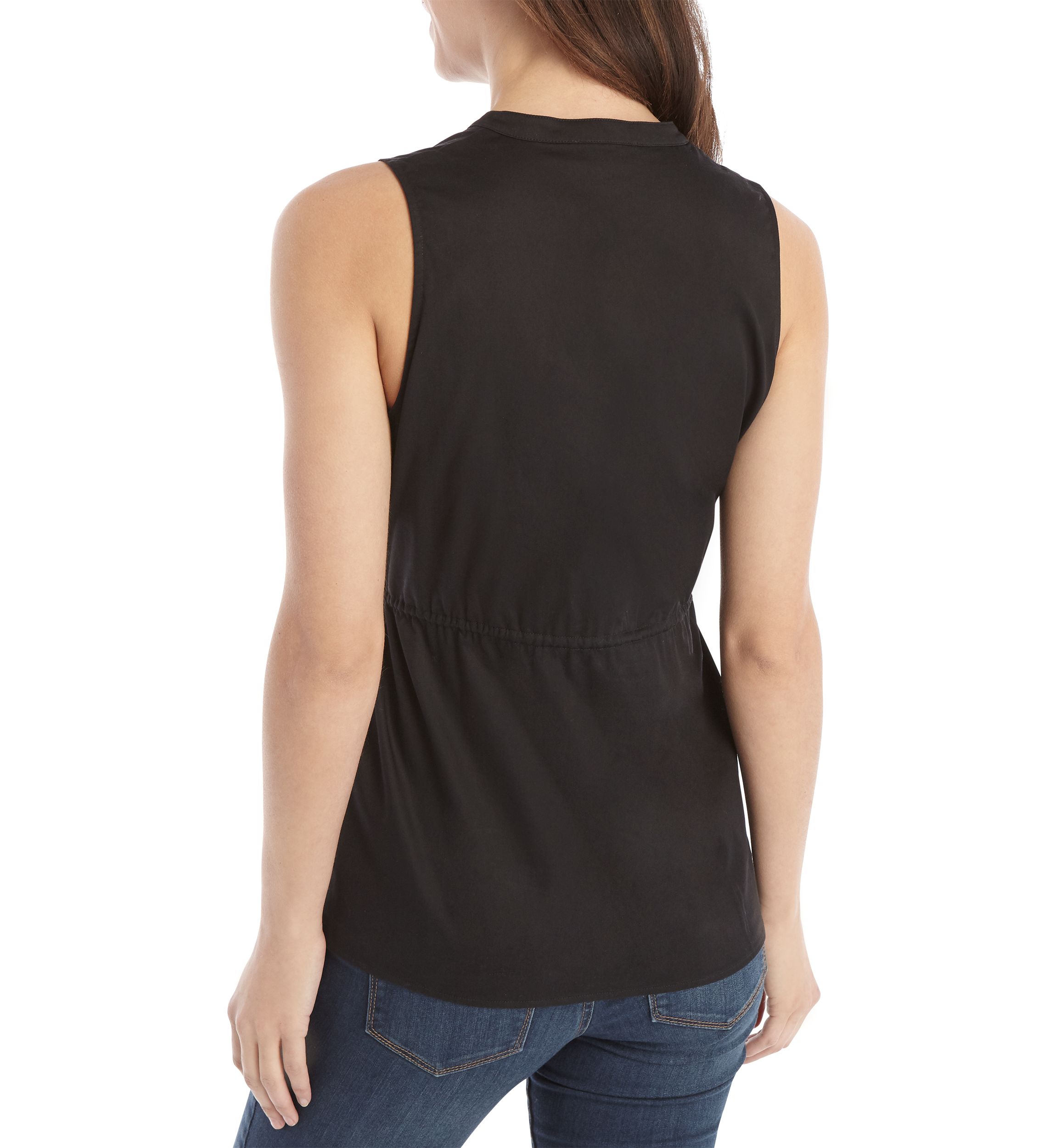 Sleeveless Rope Tie Waist Top