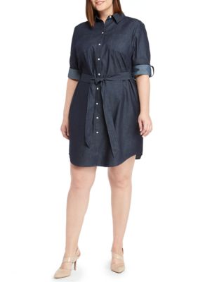 THE LIMITED Plus Size Roll Sleeve Shirt Dress | belk