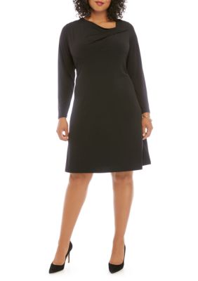 THE LIMITED Plus Size Long Sleeve Gathered Neck Dress | belk