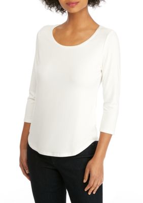 new directions three quarter double sleeve bar back printed top