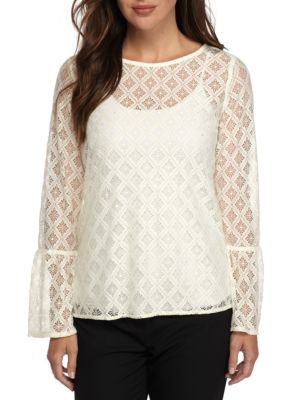 THE LIMITED Petite Size Diamond Lace Top | belk