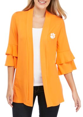 Ncaa Clemson Tigers All Wrapped Up Ruffle Sleeve Cardigan