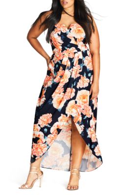 City Chic Plus Size Tulip Time Printed Faux Wrap Maxi Dress | belk