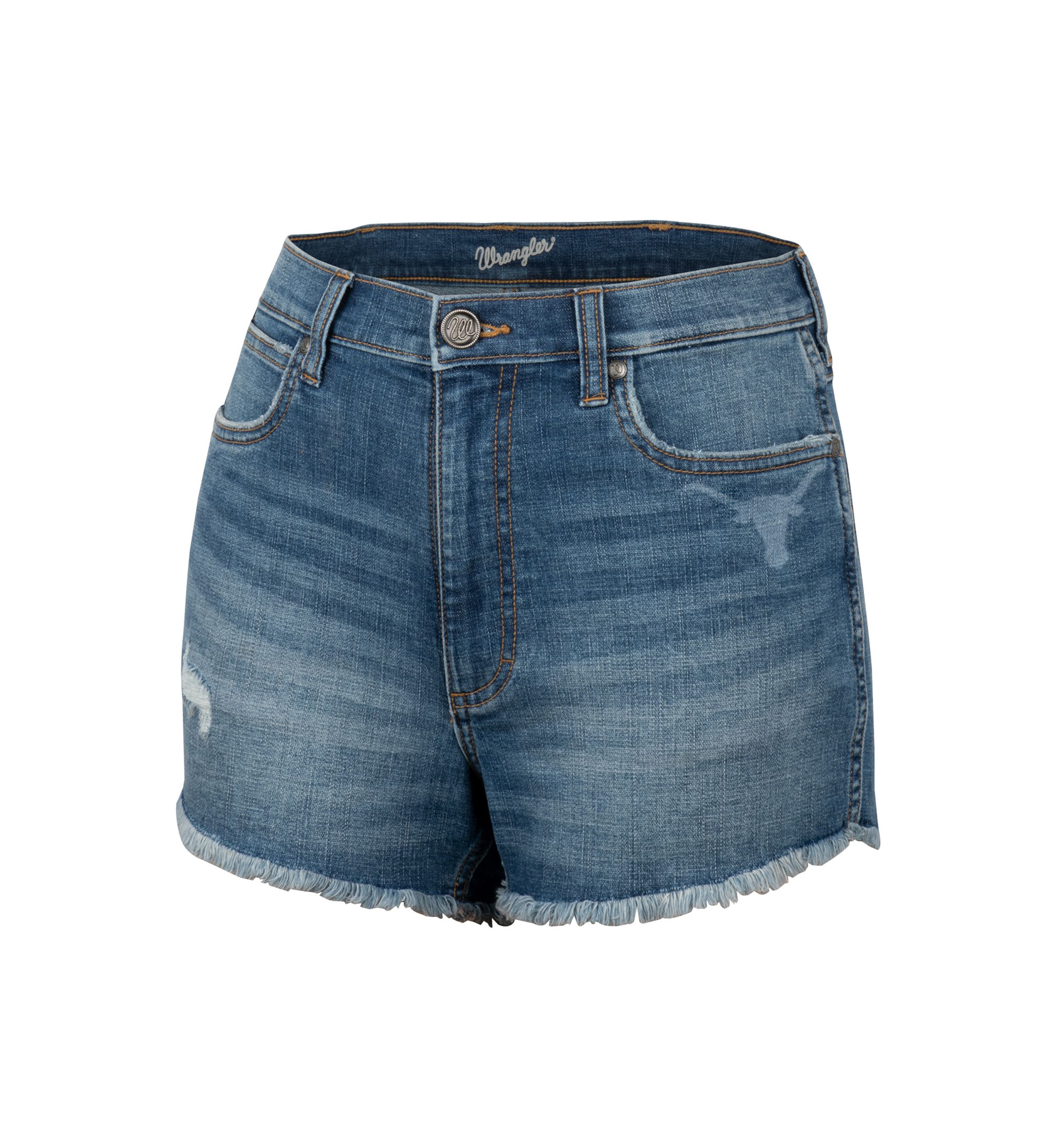 Womens NCAA Texas Longhorns Laser Print Frayed Shorts 