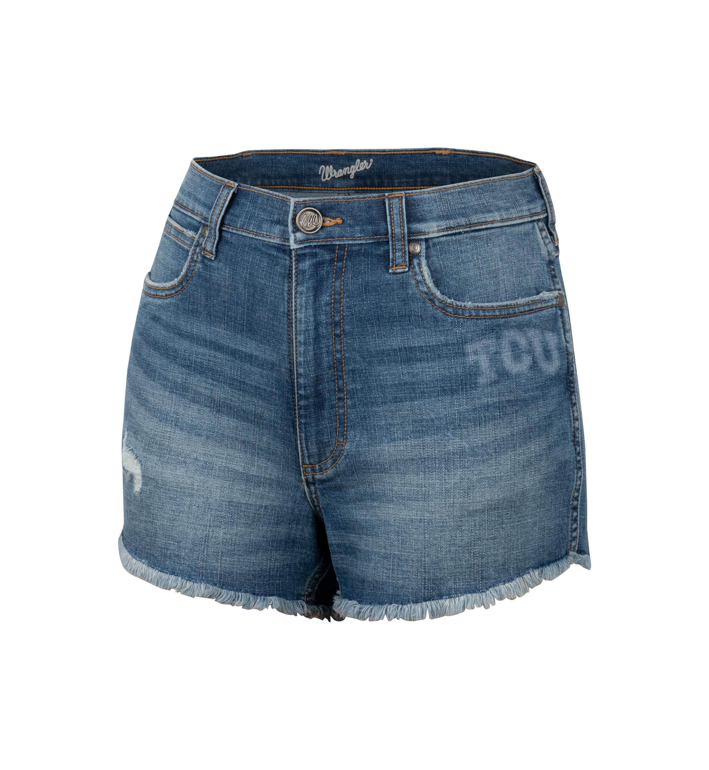 Womens NCAA TCU Horned Frogs Retro High Rise Cut Off Denim Shorts