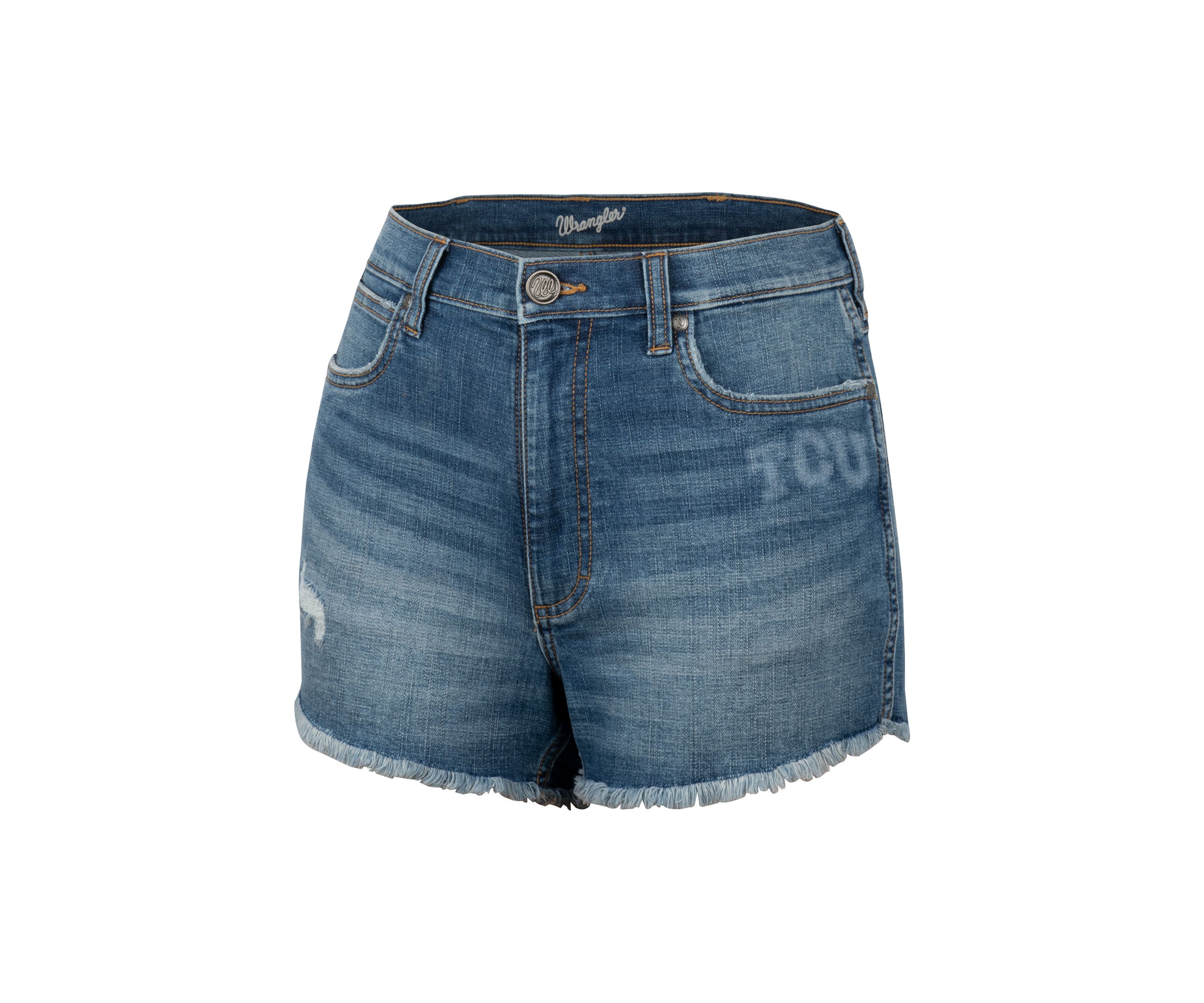 Womens NCAA TCU Horned Frogs Retro High Rise Cut Off Denim Shorts