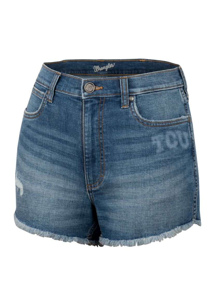 Womens NCAA TCU Horned Frogs Retro High Rise Cut Off Denim Shorts
