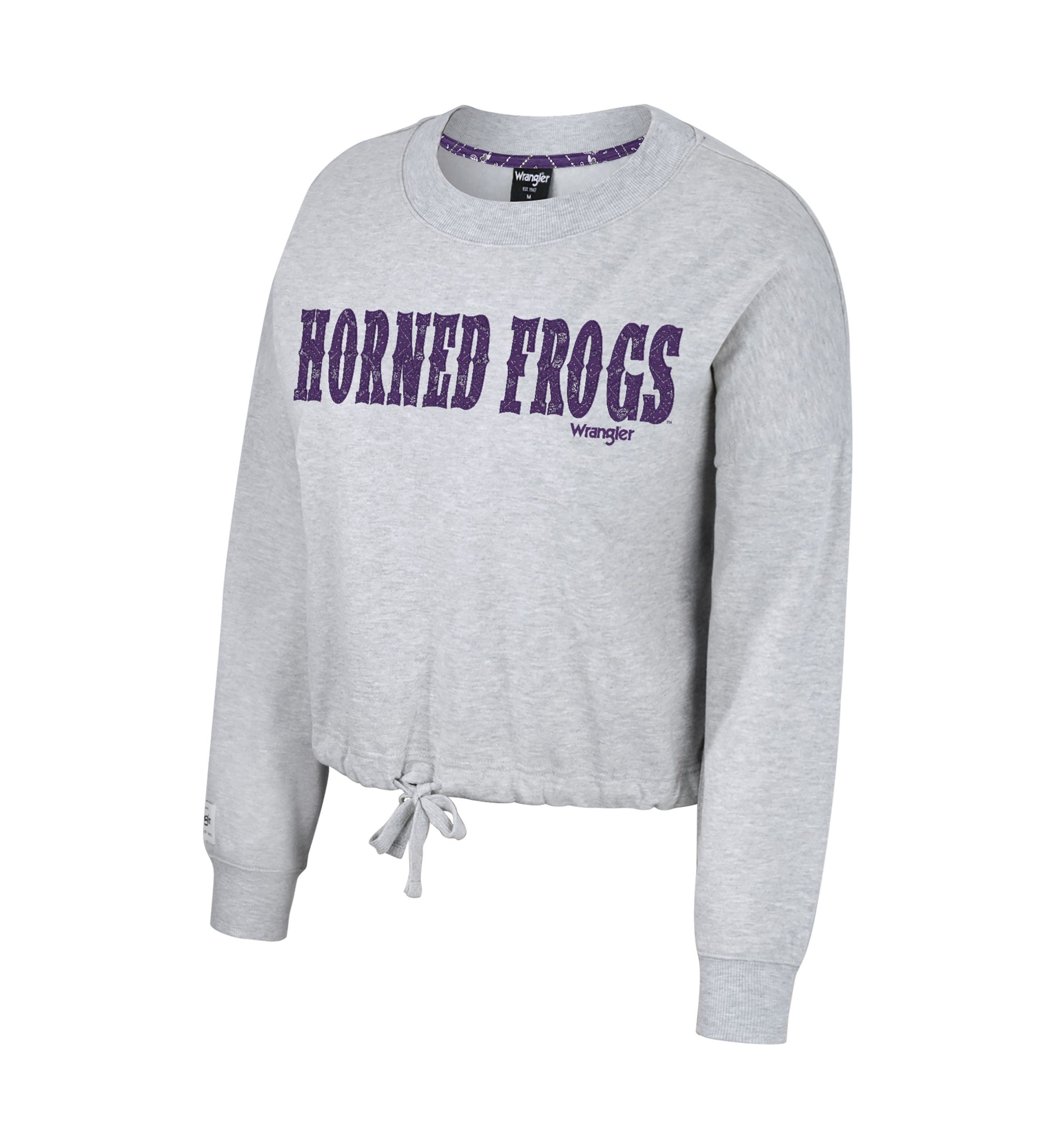 Womens NCAA TCU Horned Frogs Cropped Cinched Fleece Pullover Sweatshirt