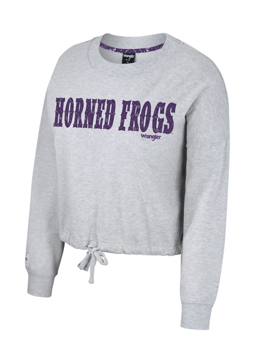 Womens NCAA TCU Horned Frogs Cropped Cinched Fleece Pullover Sweatshirt