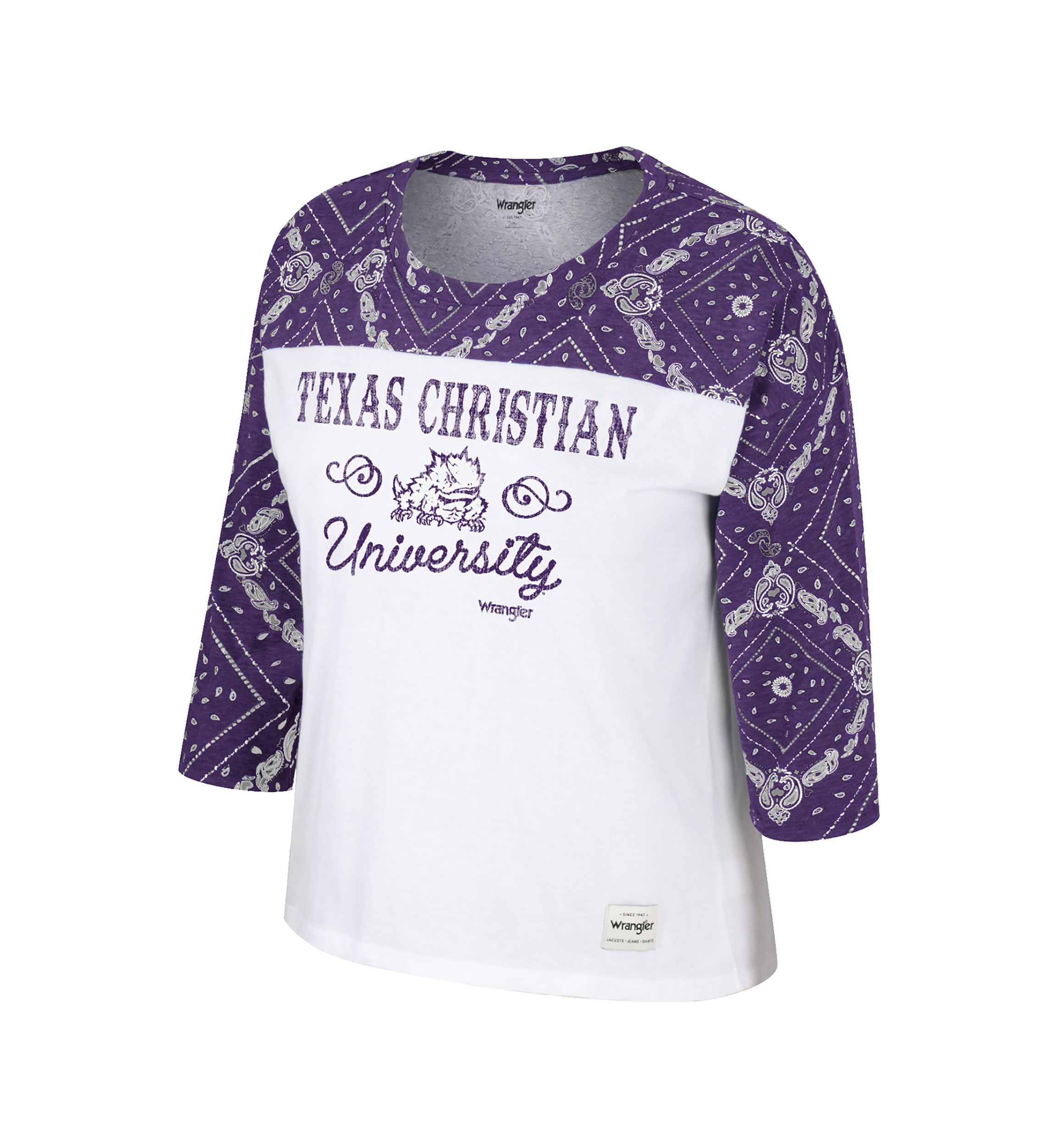 Womens NCAA TCU Horned Frogs  Distressed Graphic T-Shirt