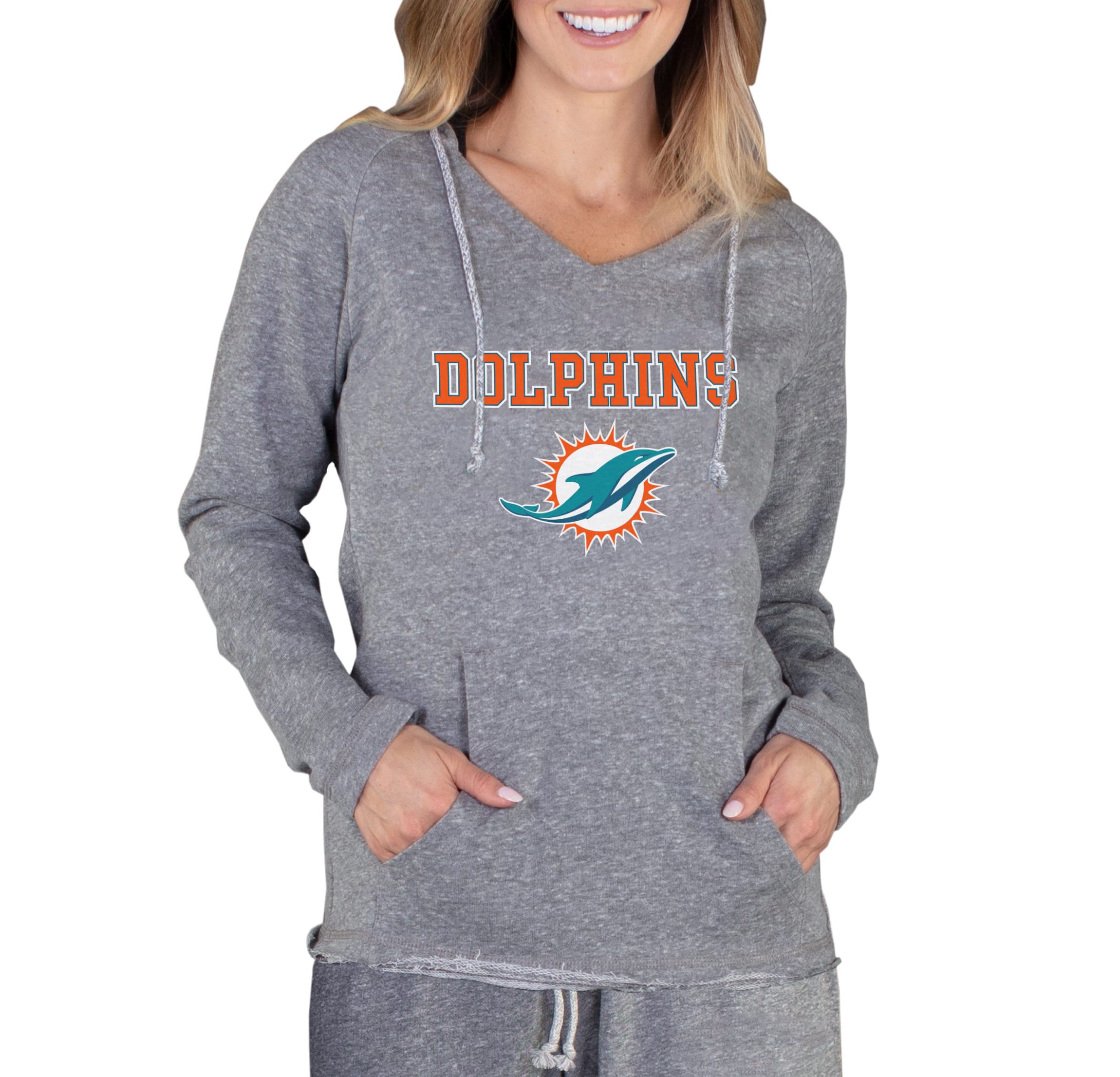 NFL Mainstream Miami Dolphins Ladies LS Hooded Top