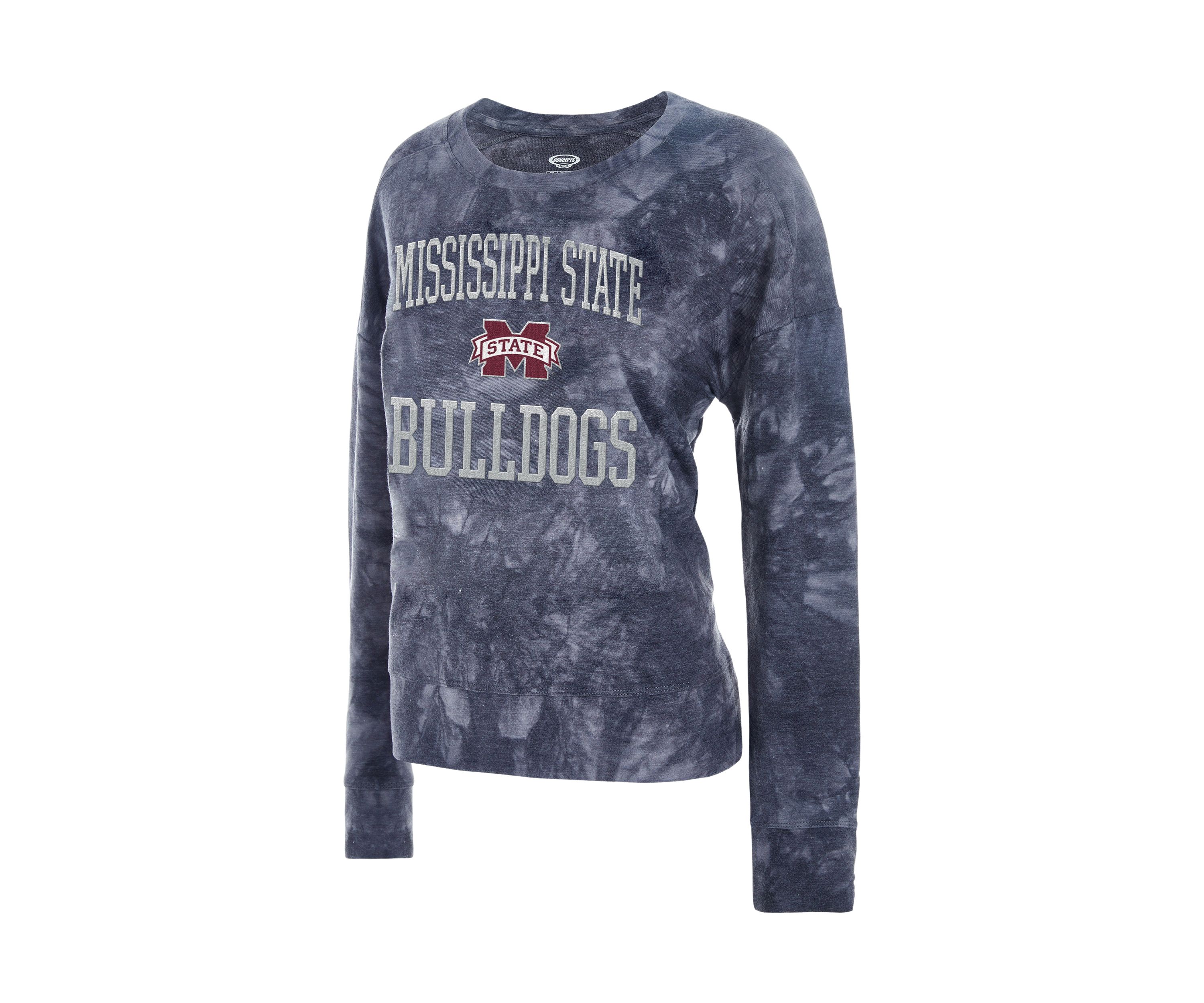 NCAA Mississippi State Bulldogs Pinch Tie Dye French Terry Long Sleeve Top 