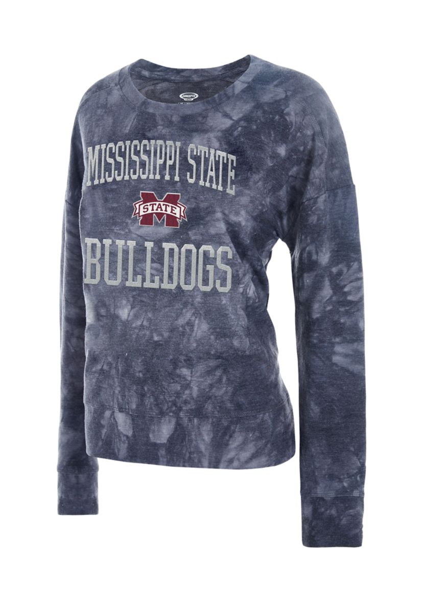 NCAA Mississippi State Bulldogs Pinch Tie Dye French Terry Long Sleeve Top 