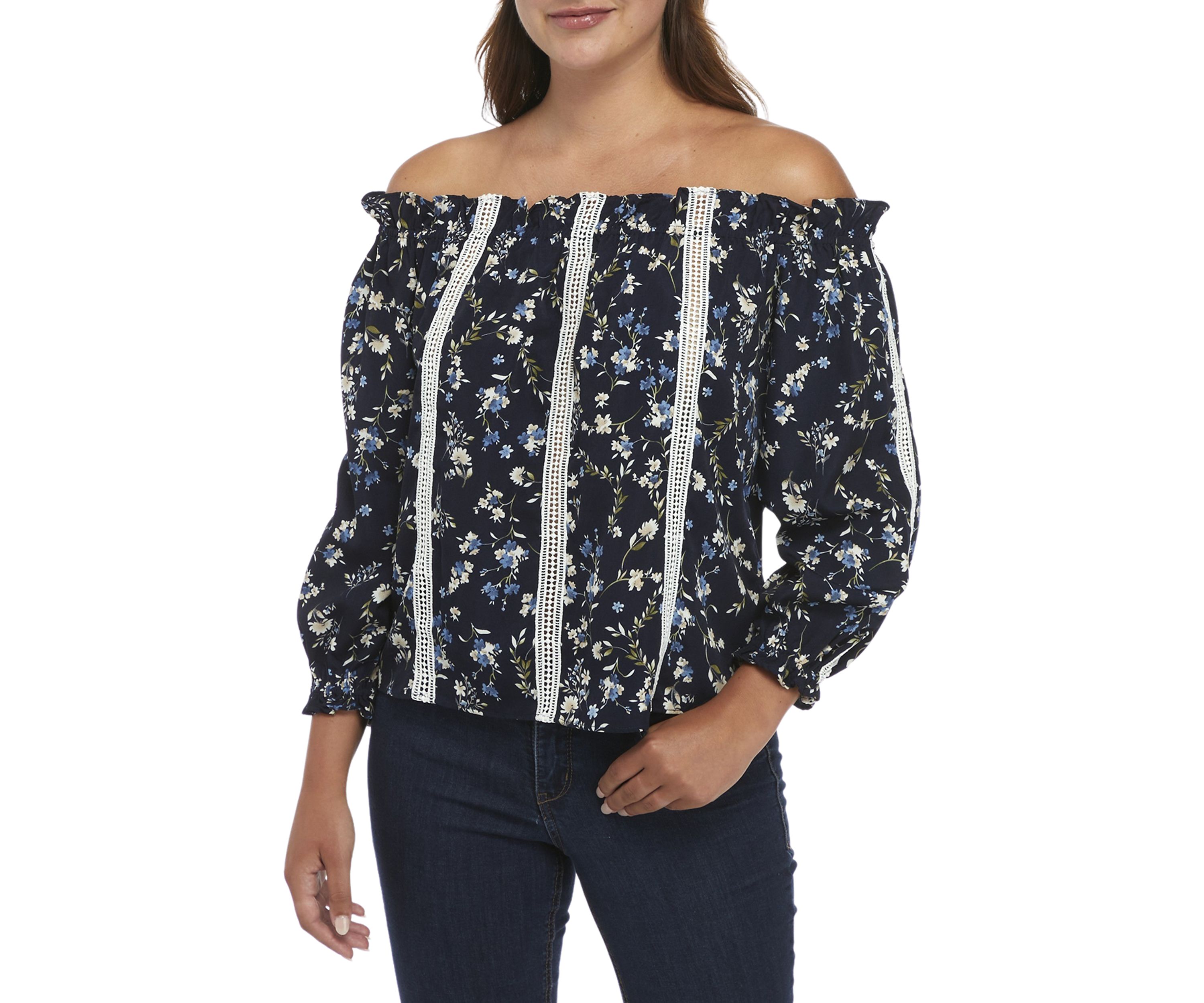 Printed Floral Off The Shoulder Top 