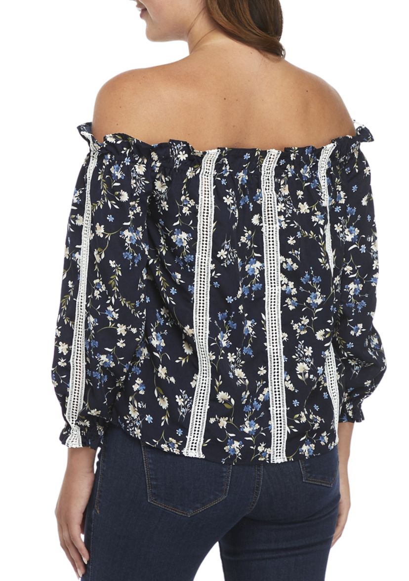 Printed Floral Off The Shoulder Top 