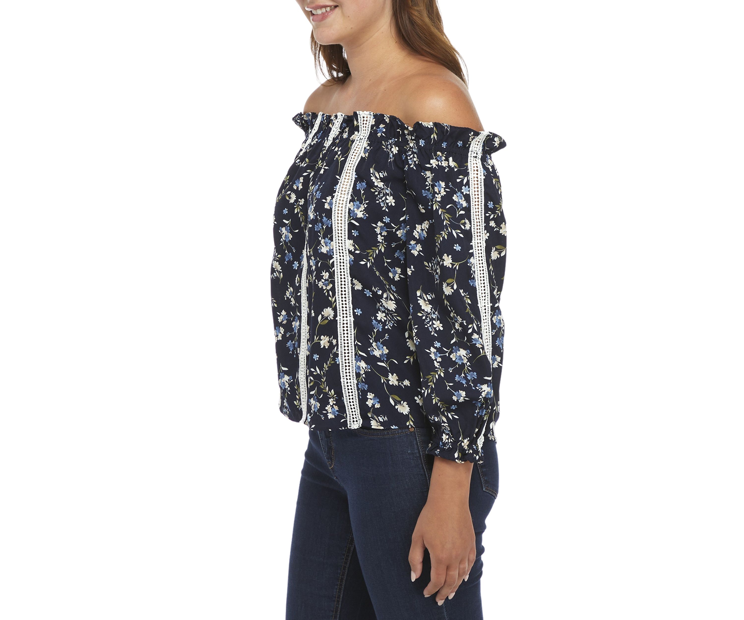 Printed Floral Off The Shoulder Top 