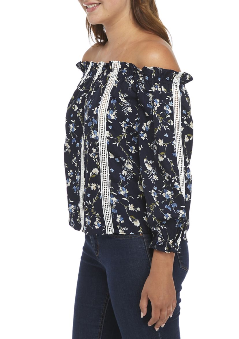 Printed Floral Off The Shoulder Top 